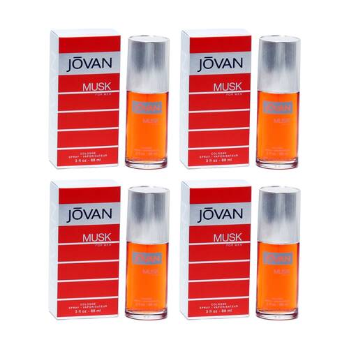 4PK Jovan Musk Mens Fragrance Cologne Spray Bottle 88mL