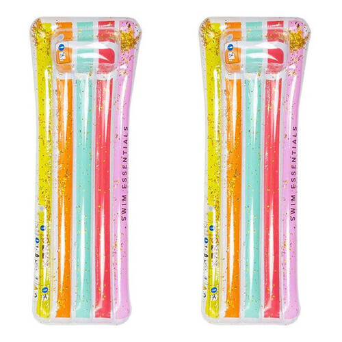 2PK Swim Essentials Inflatable Lie On Beach Pool Floater Bed Color Rush 177cm 6y+