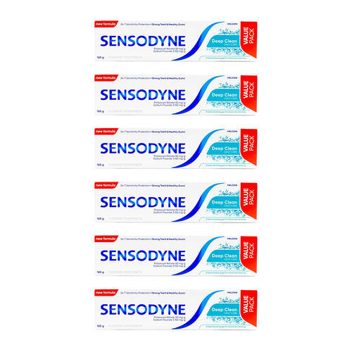 6PK Sensodyne Fluoride Toothpaste 160g Deep Clean Daily Care