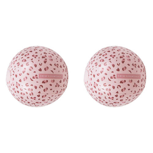 2PK Swim Essentials Inflatable Beach Ball Swimming Pool Volleyball 51cm Pink Leopard