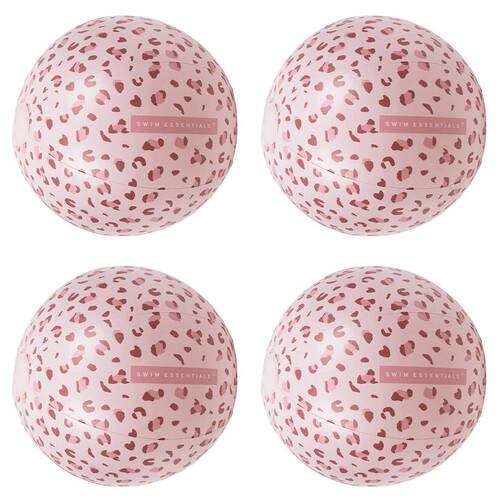 4PK Swim Essentials Inflatable Beach Ball Swimming Pool Volleyball 51cm Pink Leopard