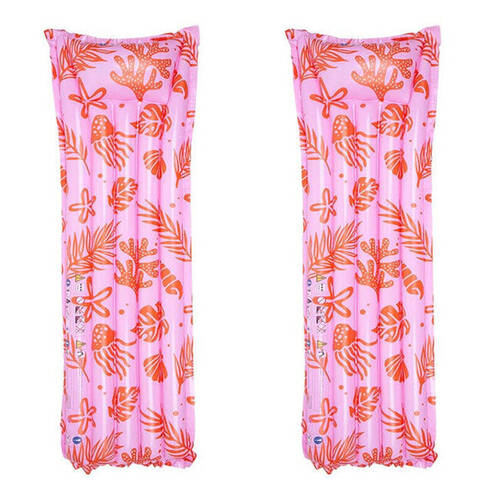 2PK Swim Essentials Inflatable Lie On Beach Pool Floater Bed Coral Kiss 177cm 6y+