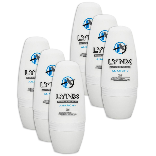 6PK Lynx 50ml Antiperspirant Roll On Deodorant Anarchy 