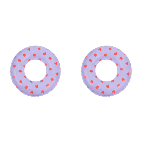 2PK Swim Essentials Kids Swim Ring 90cm Lilac Hearts 6y+