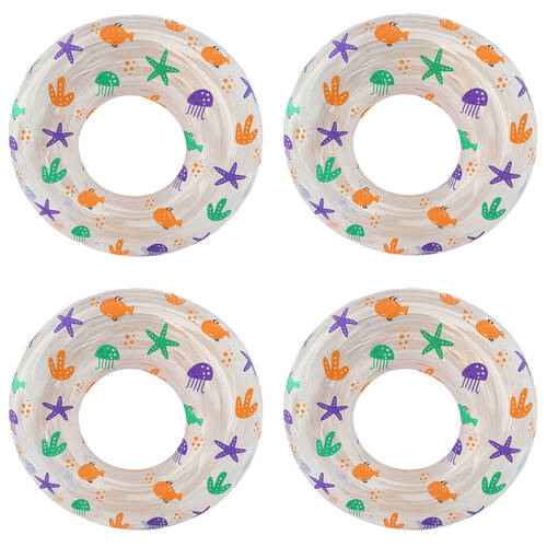 4PK Swim Essentials Kids Inflatable Swimming Ring Floater 55cm Marine Magic