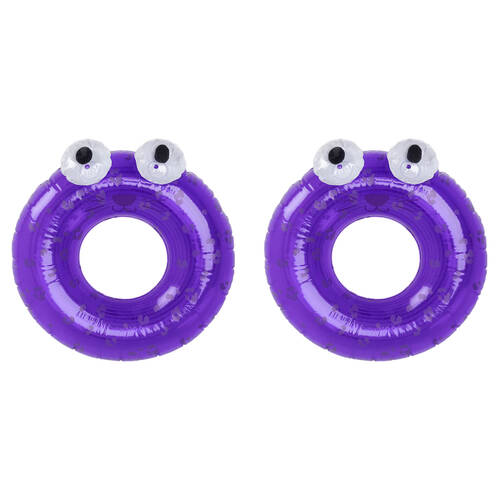 2PK Swim Essentials Kids Inflatable Swimming Ring Pool Floater 65cm Pink Leopard