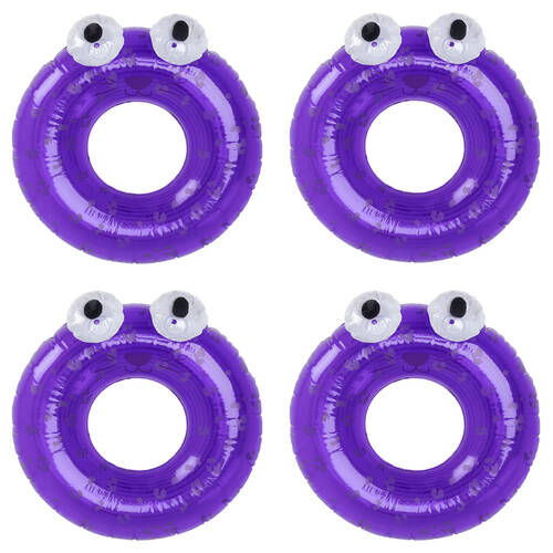 4PK Swim Essentials Kids Inflatable Swimming Ring Pool Floater 65cm Pink Leopard