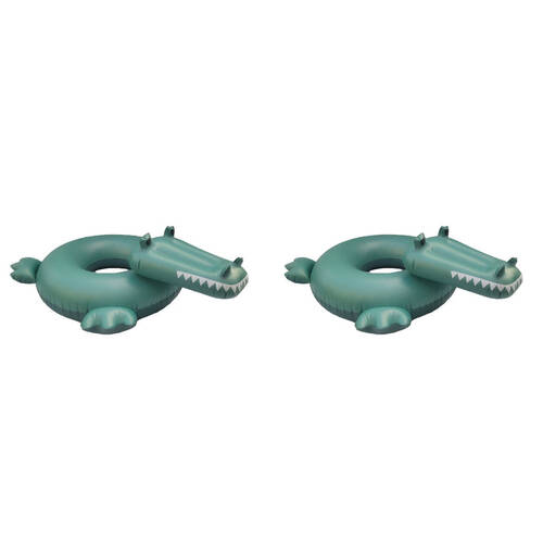 2PK Swim Essentials Kids Inflatable Swimming Ring Pool Floater 65cm Green Crocodile