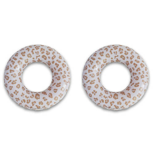 2PK Swim Essentials Kids Inflatable Swimming Ring Floater Beige Leopard 90cm 6y+