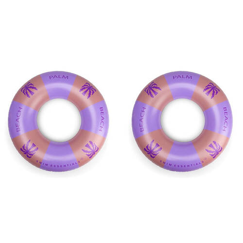2PK Swim Essentials Kids Inflatable Swimming Ring Floater 120cm Palm Trees Purple