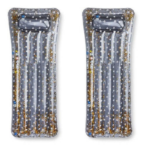 2PK Swim Essentials Inflatable Lie On Beach Pool Floater Bed Daisy Flowers 177cm 6y+