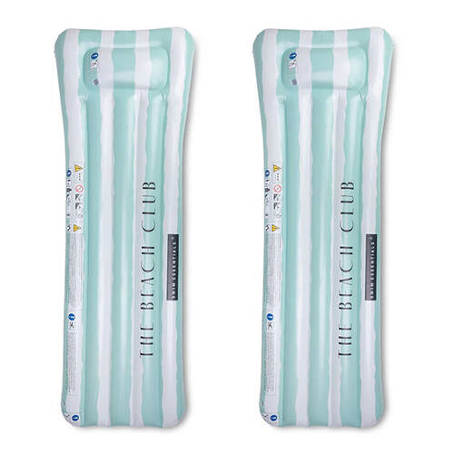 2PK Swim Essentials Inflatable Lie On Beach Pool Floater Bed Resort Stripe 177cm 6y+