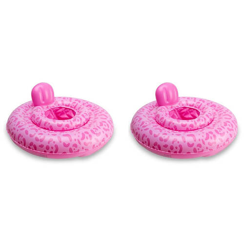 2PK Swim Essentials Baby Inflatable Ride On Pool Swimseat Leopard Pink 0-1y