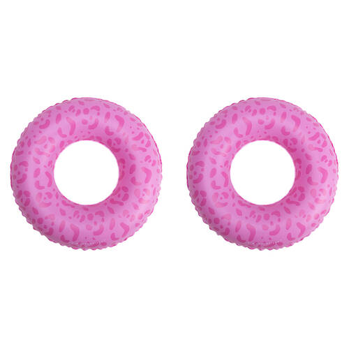 2PK Swim Essentials Kids Inflatable Swimming Ring Pool Floater 55cm Pink Leopard