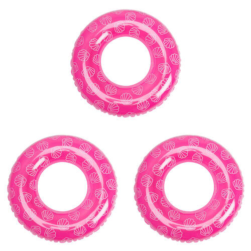 3PK Swim Essentials Kids Inflatable Swimming Ring Pool Floater 90cm Pink Sea Shell
