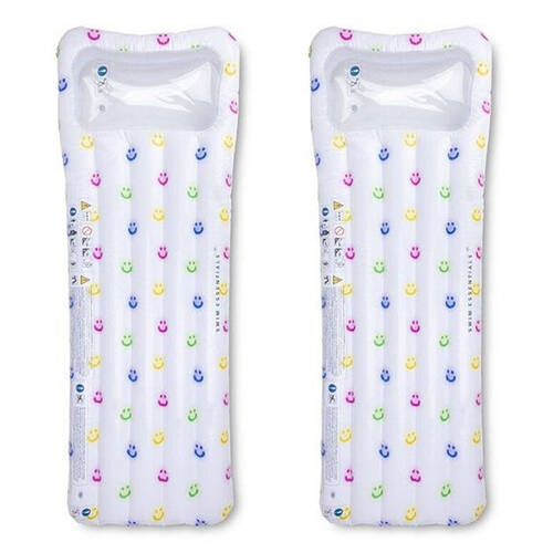 2PK Swim Essentials Inflatable Lie On Beach Pool Floater Bed Smile 176cm 6y+
