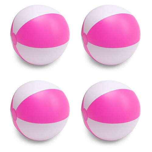 4PK Swim Essentials Inflatable Beach Ball Pool Volleyball 51cm Softlines White Pink