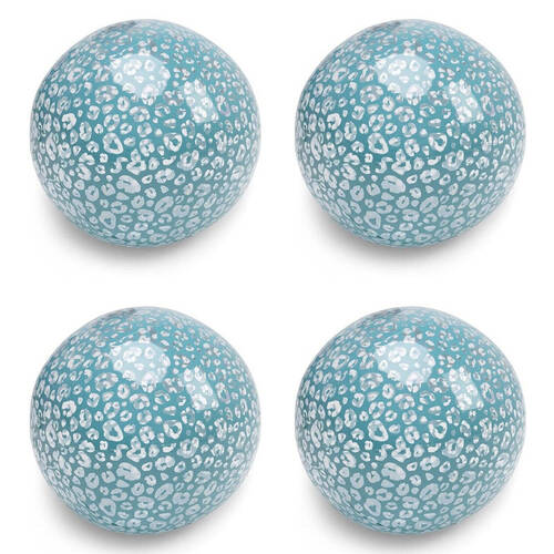 4PK Swim Essentials Inflatable Beach Ball Pool Volleyball 51cm Transparant Leopard
