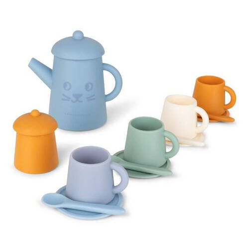 9pc Swim Essentials Kids Mini Silicone Tea Party Pretend Playset Toy Pure Tones