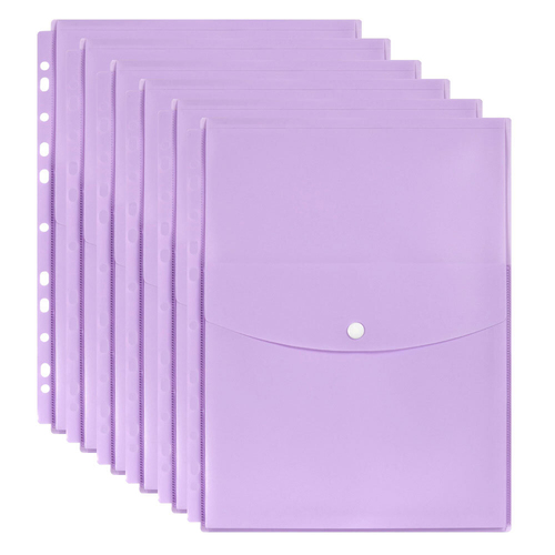 6PK Marbig Pastel Top Open A4 Ring Binder Wallet Pocket Sleeve - Purple