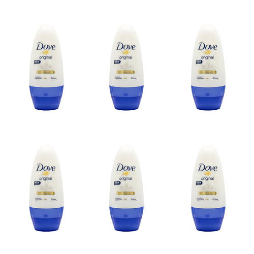 6PK Dove 50ml Deodorant Roll On Moisturizing Cream Original
