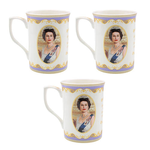 3x Gibson Gifts Her Majesty Queen Elizabeth Coffee Mug R