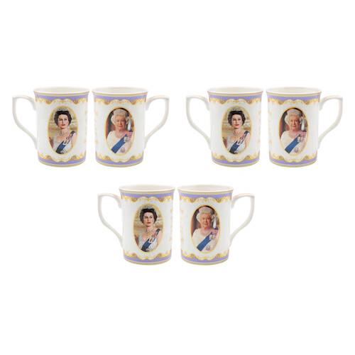 3x 2pc Gibson Gifts Her Majesty Queen Elizabeth Coffee Mugs R