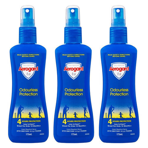 3PK Aerogard 175ml Odourless Insect Repellent Pump Spray