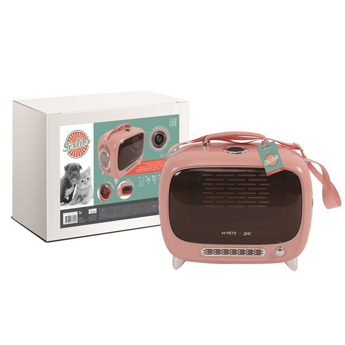 M-Pets 44x38cm Sixties TV Dog/Cat Pet Carrier - Pink