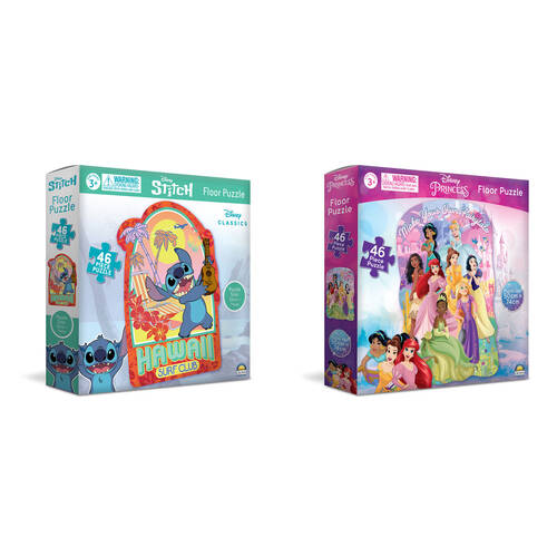 2x 46pc Disney Princess and Stitch Floor Jigsaw Puzzle Kids/Toddler Set 3y+