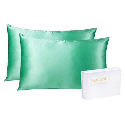 Royal Comfort Mulberry Silk Pillowcase Twin Pack 51x76cm - Mint