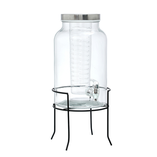 Lemon & Lime 5.5L Glass Drink Dispenser On Stand w/ Diffuser Insert