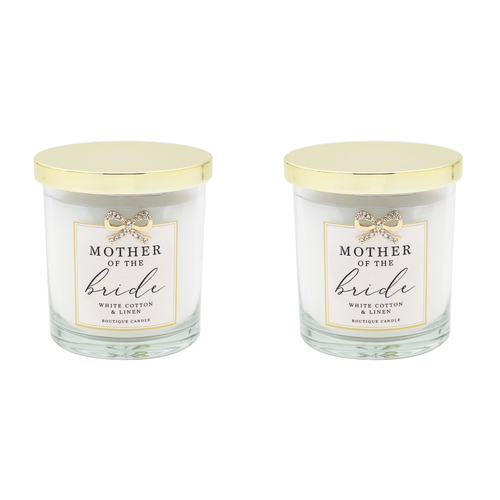 2PK Gibson Gifts Jewelled Scented Candle White Cotton/Linen Scent Mother/Bride