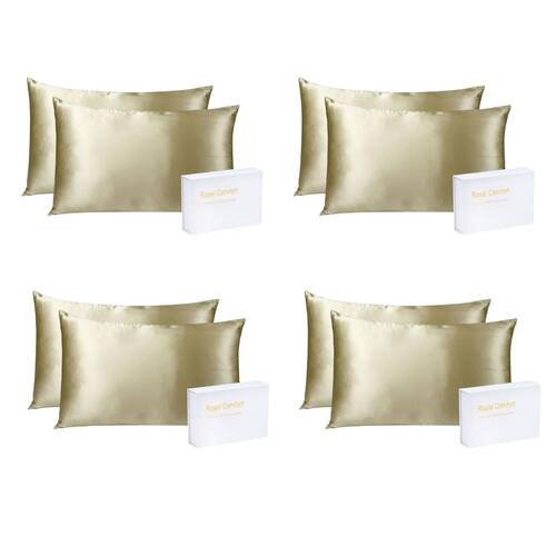 4PK Royal Comfort Mulberry Silk Pillowcase Twin Pack 51x76cm - Champagne