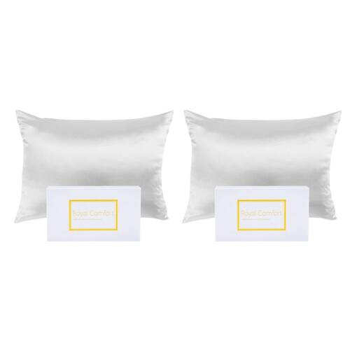 2PK Royal Comfort Pure Silk Pillowcase Single Pack Pillow Case - White