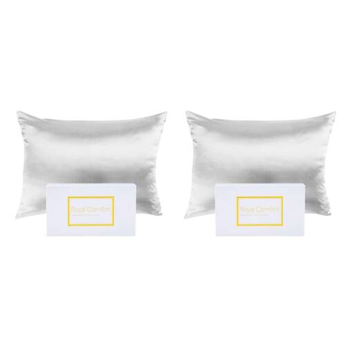 2PK Royal Comfort Pure Silk Pillowcase Single Pack Pillow Case - Silver