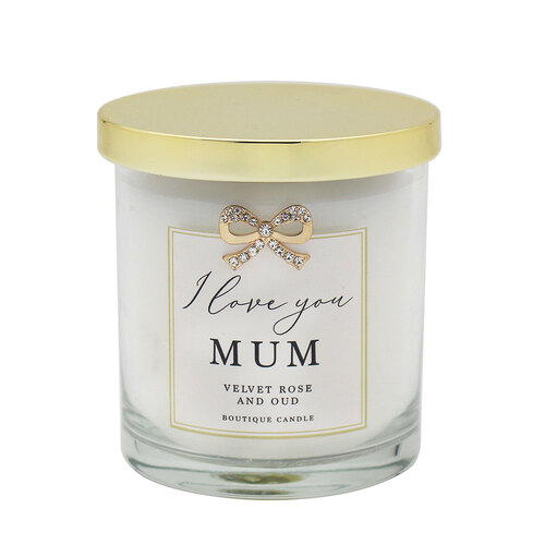 Gibson Gifts Jewelled Scented Candle Velvet Rose/Oud Scent - Love You Mum