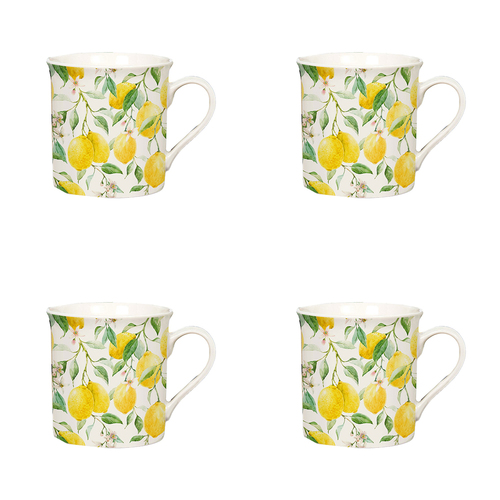 4PK Gibson Gifts Lemon Grove Ceramic Coffee Mug Kitchen Drinkware