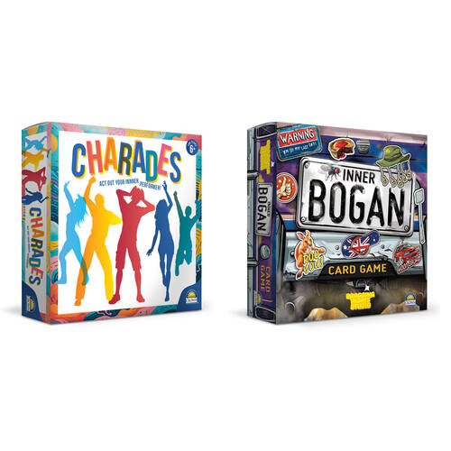 2pc Crown Inner Bogan and Charades Family Fun Cards Game Combo Set 8y+