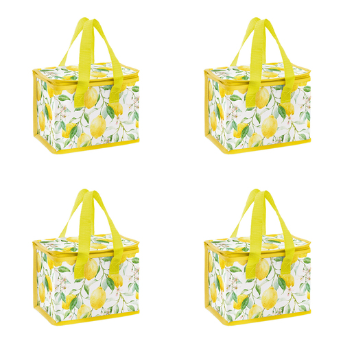 4PK Gibson Gifts Lemon Grove Insulated Lunch Bag w/ Handle