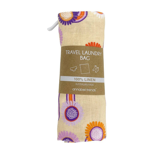 Annabel Trends Linen Laundry Bag 35x50cm - Groovy Rainbows