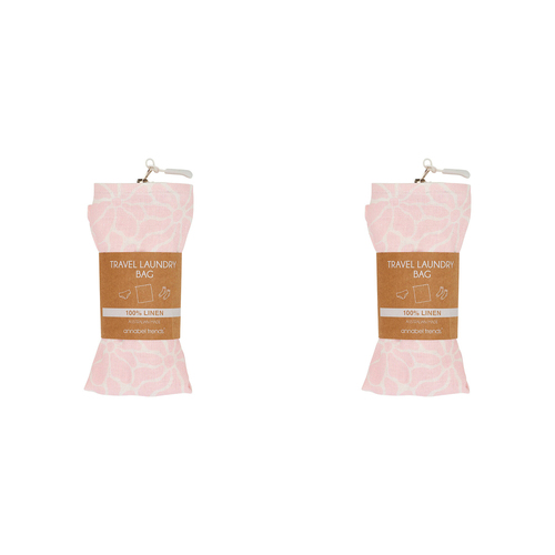 2PK Annabel Trends Linen Laundry Bag 35x50cm - Pink Petal Floral