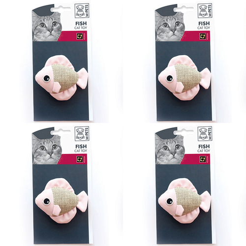 4x M-Pets 8x7cm Fish Cat/Kitten Pet Interactive Plush Toy