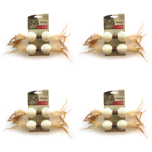 4x M-Pets 24x4.5cm Natura Cat/Kitten Dumbbell Pet Toy