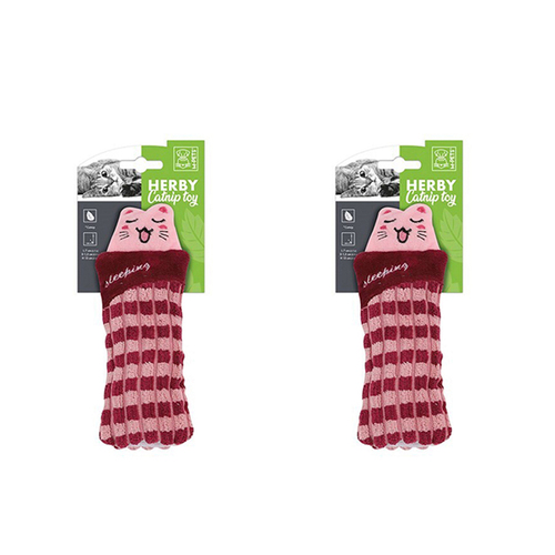 2x M-Pets 15x7cm Herby Polyester Catnip Face Toy Cat/Kitten Pet Interactive Toy 