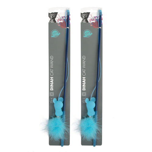 2x M-Pets 43cm Dinah Cat/Kitten Pet Plastic Wand Interactive Rod