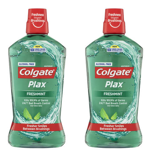 2x Colgate 1L Plax Freshmint Alcohol Free Mouth Wash