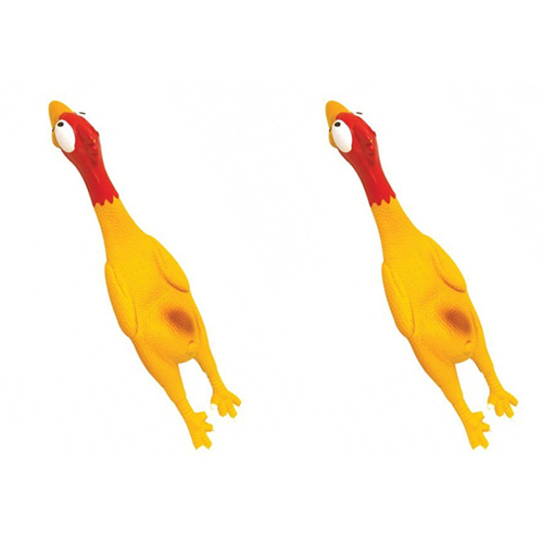 2PK Rosewood Jolly Doggy Chicken Large Pet Dog Interactive Fun Fetch Play Toy Yellow