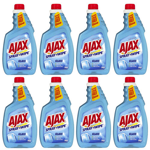 8PK Ajax Spray N Wipe Glass Cleaner Refill 500ml