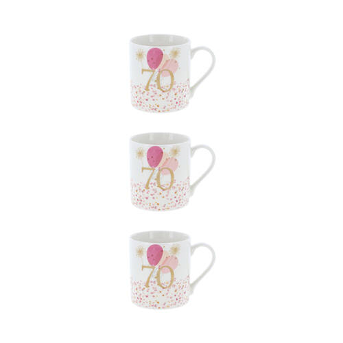 3PK Gibson Gifts Rush Birthday Ladies 70th Mug R 250ml
